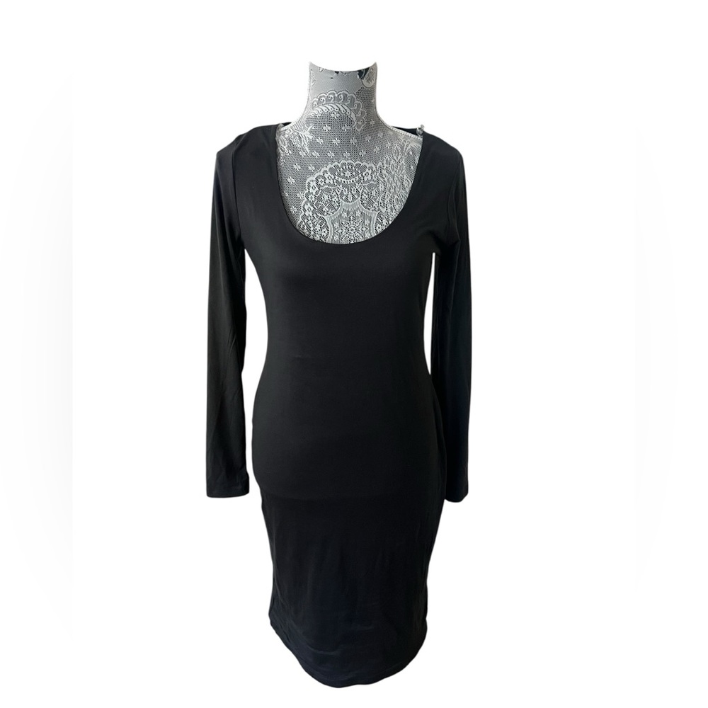 Fashion Nova Hadley Black Double Lined Long Sleeve Midi Dress Size Large - Picture 4 of 9